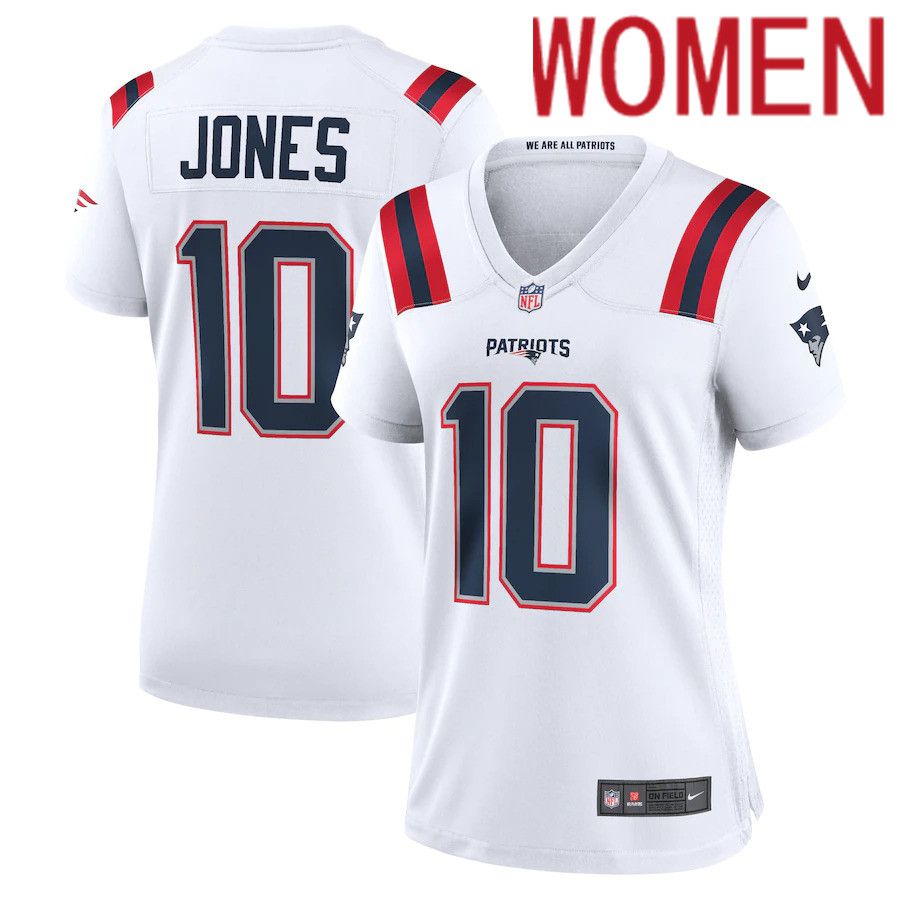 Women New England Patriots #10 Mac Jones Nike White Game NFL Jersey